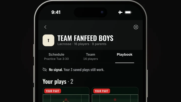 A player’s book with no signal: one quiet line, and the saved plays still open.